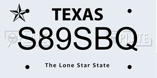 S89SBQ Texas License Plate