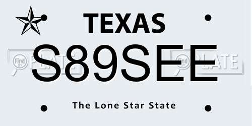 S89SEE Texas License Plate