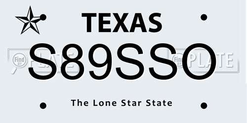 S89SSO Texas License Plate