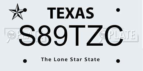 S89TZC Texas License Plate