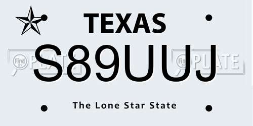 S89UUJ Texas License Plate