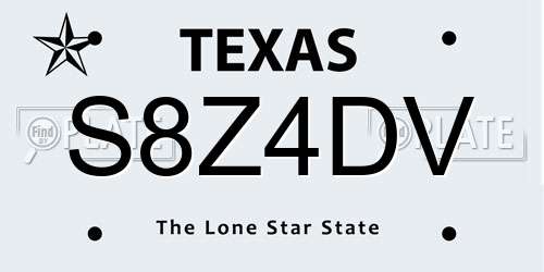 S8Z4DV Texas License Plate