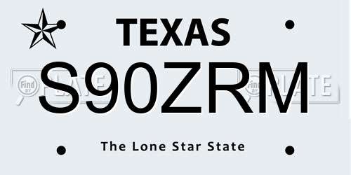 S90ZRM Texas License Plate