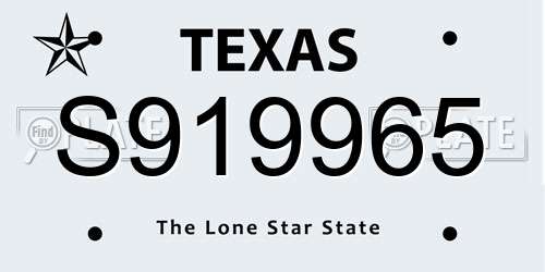 S919965 Texas License Plate