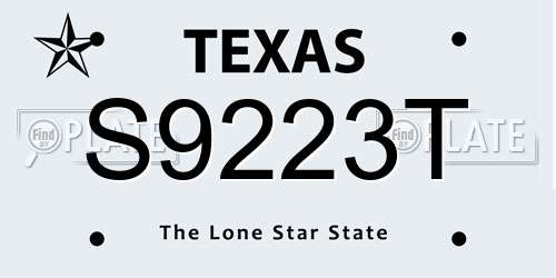 S9223T Texas License Plate