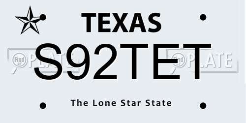 S92TET Texas License Plate