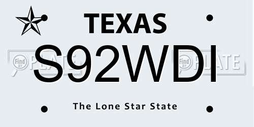 S92WDI Texas License Plate