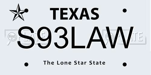 S93LAW Texas License Plate