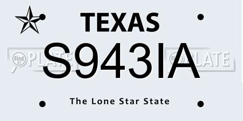 S943IA Texas License Plate