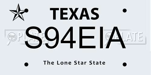 S94EIA Texas License Plate