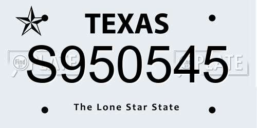 S950545 Texas License Plate