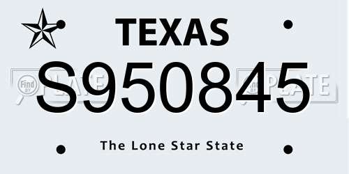 S950845 Texas License Plate