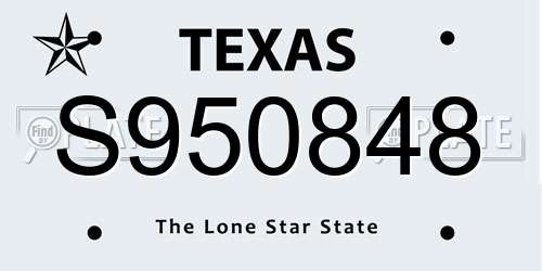 S950848 Texas License Plate