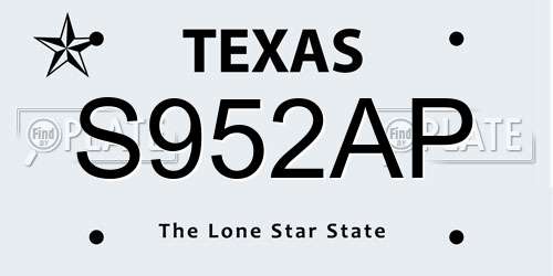S952AP Texas License Plate