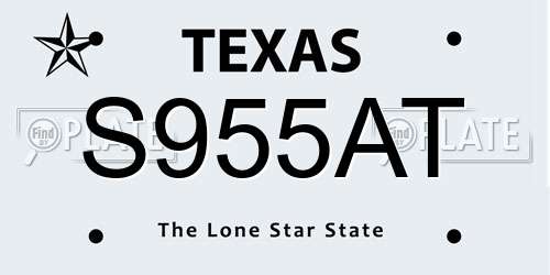 S955AT Texas License Plate