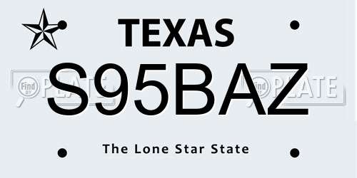 S95BAZ Texas License Plate