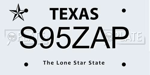 S95ZAP Texas License Plate
