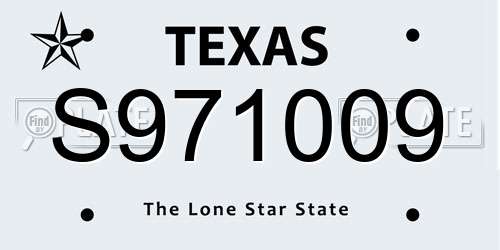 S971009 Texas License Plate