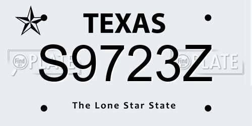 S9723Z Texas License Plate