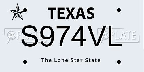 S974VL Texas License Plate