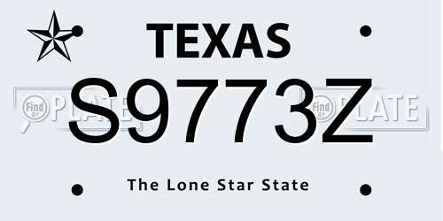 S9773Z Texas License Plate
