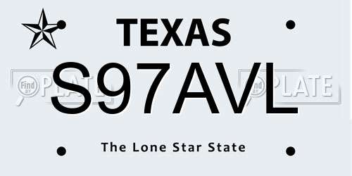 S97AVL Texas License Plate