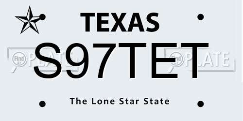 S97TET Texas License Plate