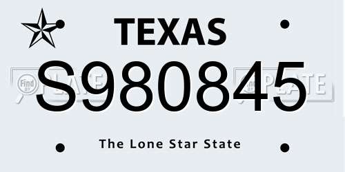 S980845 Texas License Plate