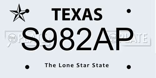 S982AP Texas License Plate