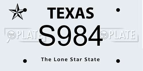 S984 Texas License Plate
