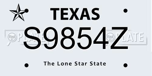 S9854Z Texas License Plate