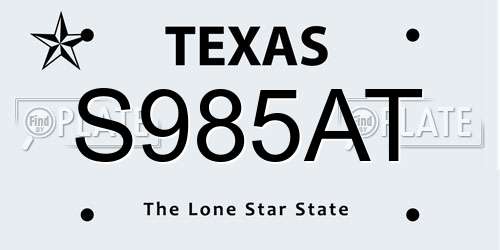 S985AT Texas License Plate