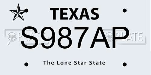 S987AP Texas License Plate