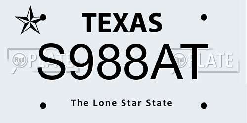 S988AT Texas License Plate