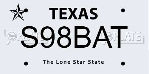 S98BAT Texas License Plate