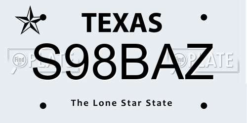 S98BAZ Texas License Plate