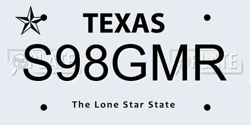 S98GMR Texas License Plate