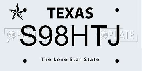 S98HTJ Texas License Plate