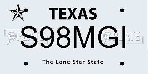 S98MGI Texas License Plate