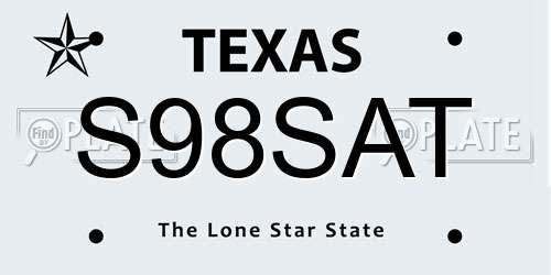 S98SAT Texas License Plate