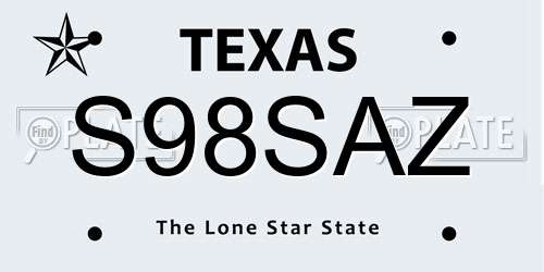 S98SAZ Texas License Plate