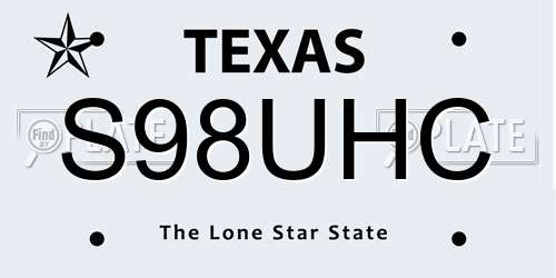 S98UHC Texas License Plate