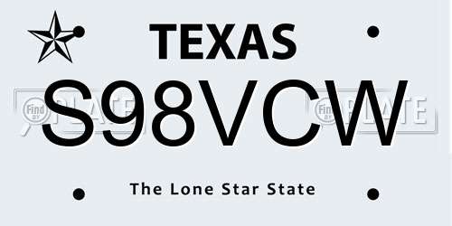 S98VCW Texas License Plate