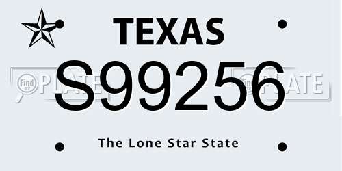 S99256 Texas License Plate