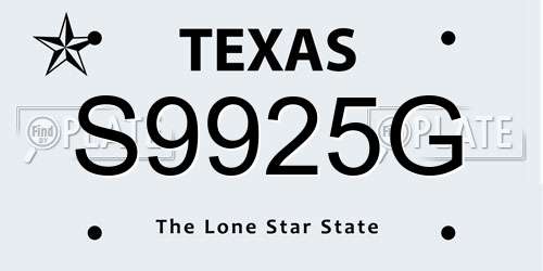 S9925G Texas License Plate