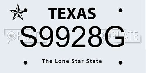 S9928G Texas License Plate