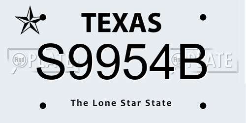 S9954B Texas License Plate