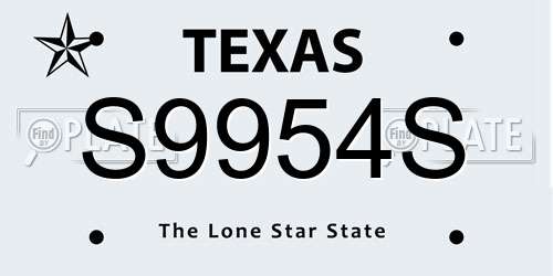 S9954S Texas License Plate