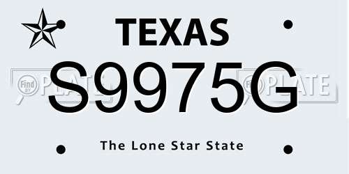 S9975G Texas License Plate