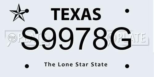 S9978G Texas License Plate